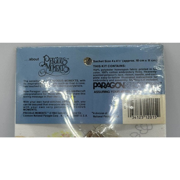 Vtg Paragon Needlecraft Precious Moments Never End Sachet Kit #2015 NEW SEALED - Picture 4 of 4